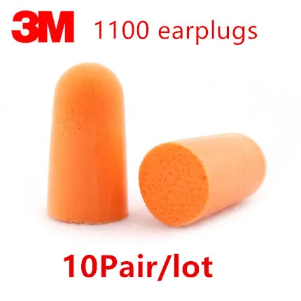 

10pairs/lot 3M 1100 Disposable Ear Plug Foam Noise Reducer Free Shipping