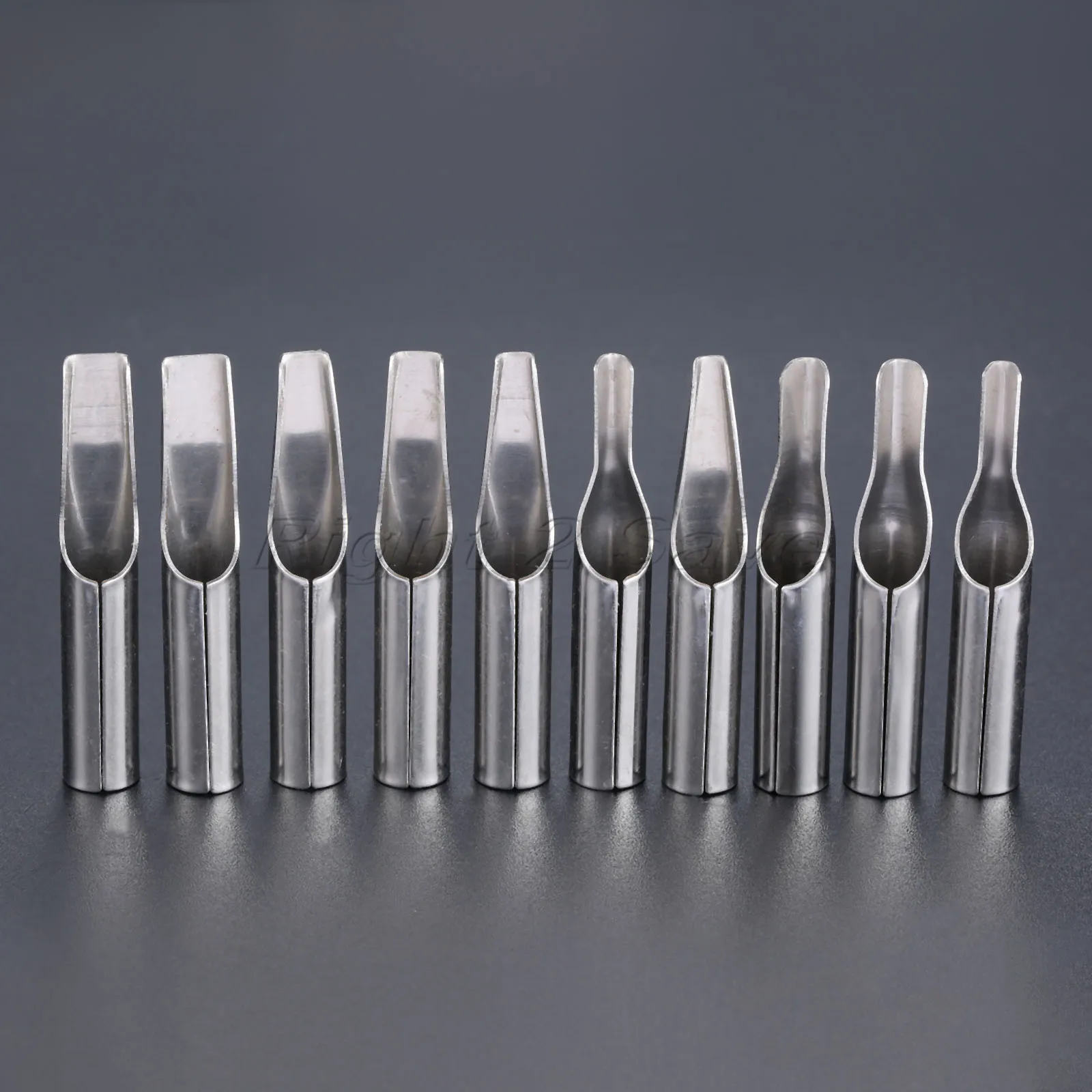 10pcs/set Tattoo Tips Stainless Steel Caps Nozzle tube Round Flat mouth sterilized 3/5R 7/9R 11/14R 16/18R 5F 7F 9F 11F 13F 15F disposable tattoo tips