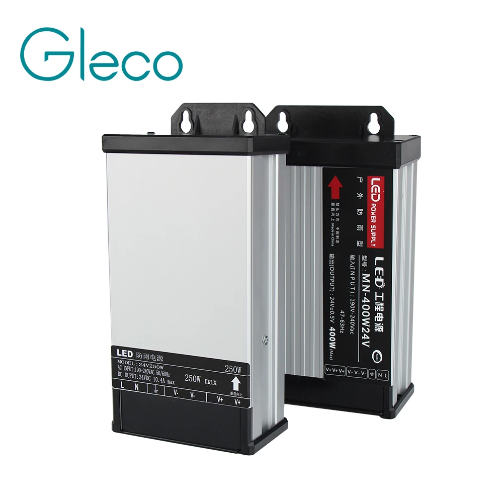 

12V / 24V 250W 400W Transformers IP44 Rainproof Switching Power Supply LED Driver Adapter for LED Strip Light AC200-240V Input