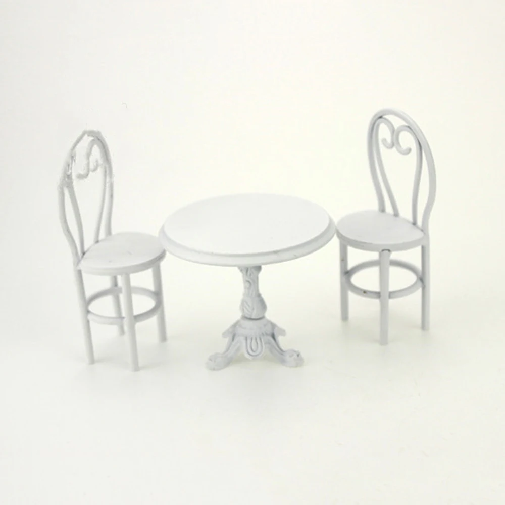 1/12 Dollhouse Miniature Accessories Mini Metal Dining Table Chair Set Simulation Furniture Model Toys for Doll House Decoration
