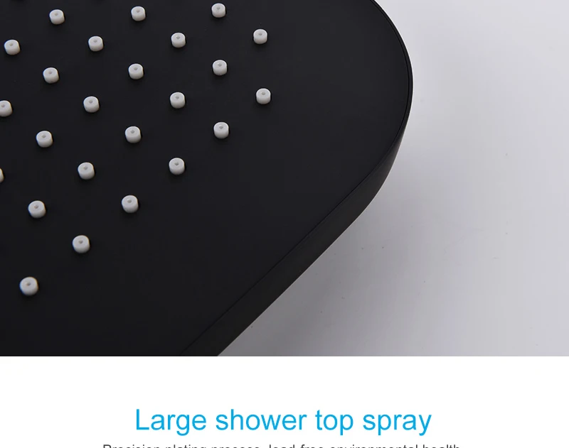 DCAN Brass Black Bathroom Rain Waterfall Shower Panel Set Thermostatic Massage System Tub Faucet with Jets & Hand Shower System (22)