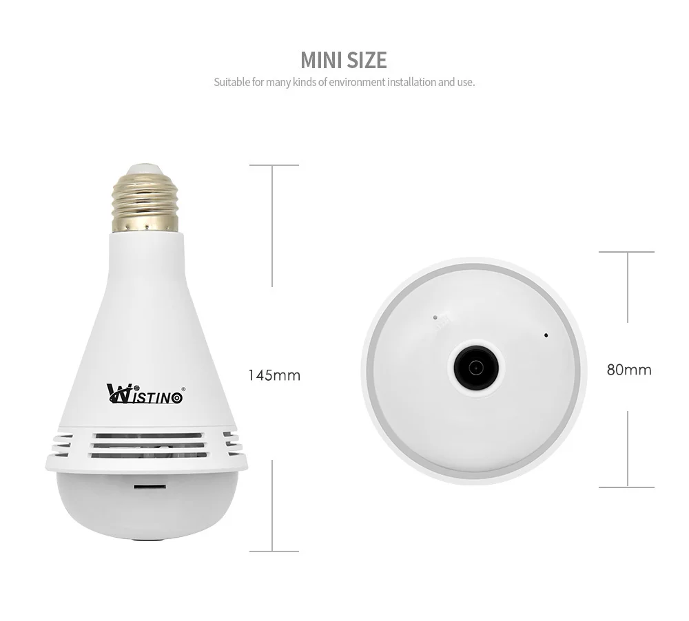 Wistino 960P WiFi Camera Bulb Wireless VR Panoramic Camera Music Surveillance Security Camera Wireless Surveillance Monitor 2 (10)