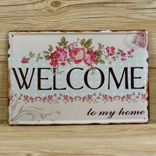 2 дизайна приветственный металлический знак, добро пожаловать металлическая художественная вывеска для декора дома с цветами, размер 30x20 см
