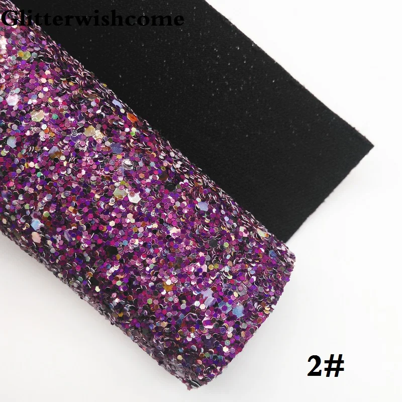 Синтетическая кожа Glitterwishcome 21 х29 см Размер A4 смешанные цвета крупные блестки