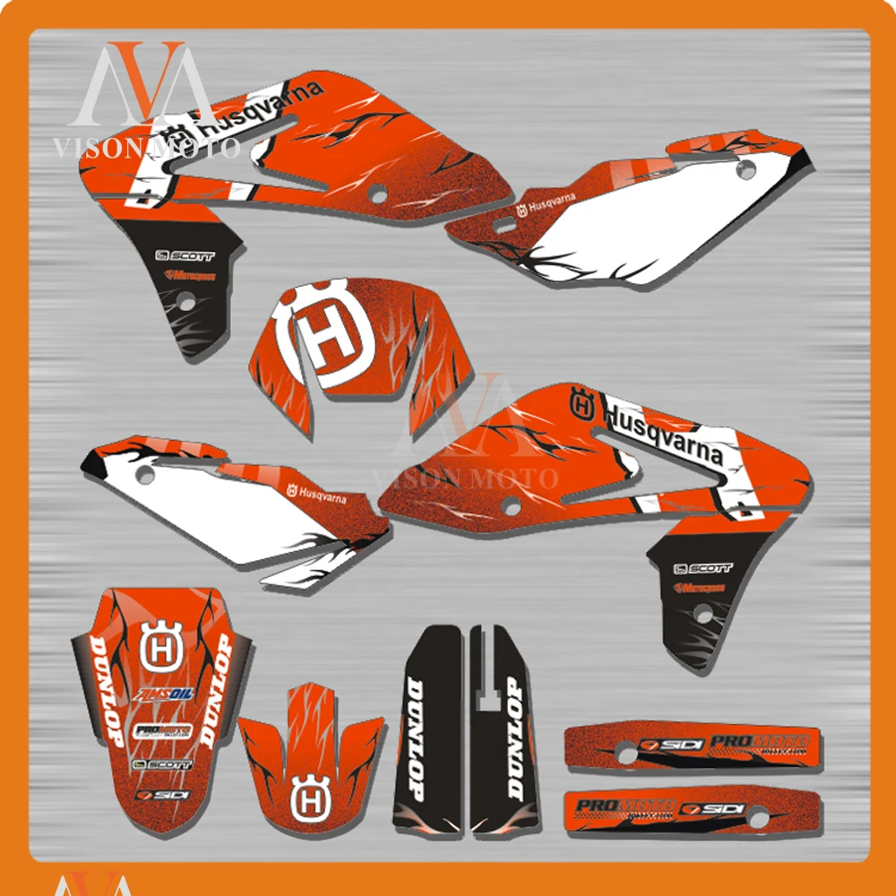 

Customized Team Graphics & Backgrounds Decals 3M Stickers For HUSQVARNA TE610 TE 610 2006