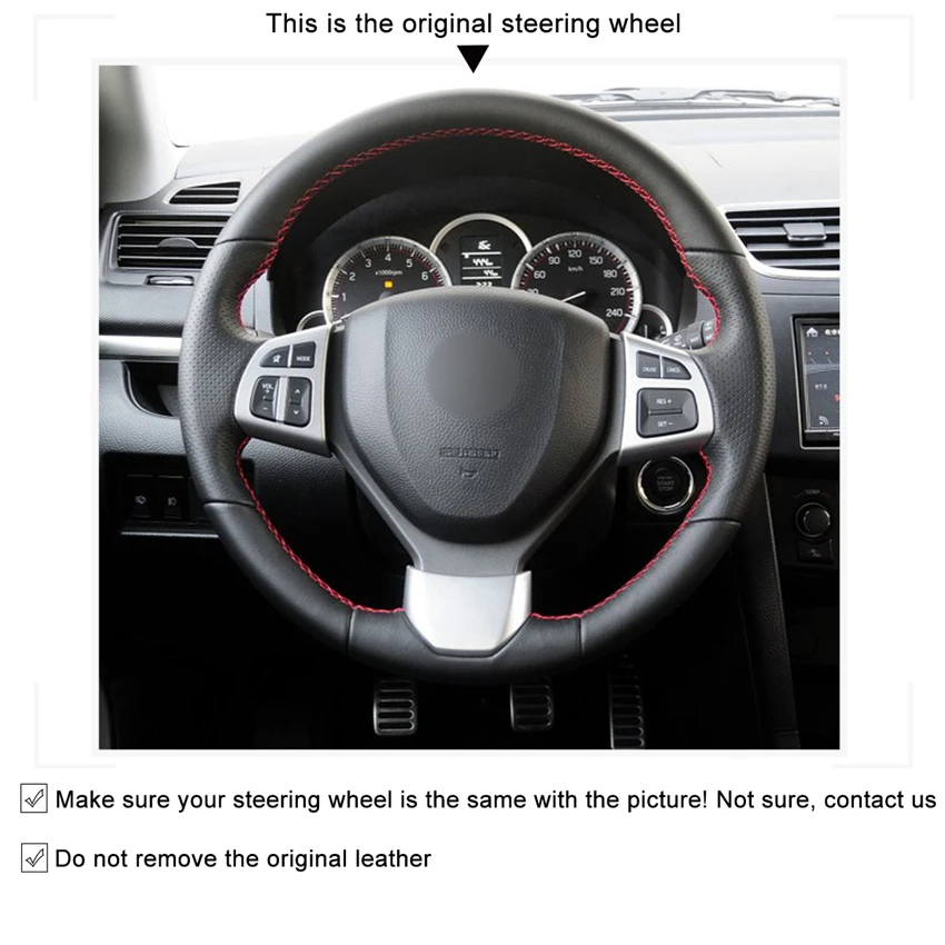 MEWANT ручная сшитая мягкая прострочка черная искусственная кожа чехол на руль для Suzuki Swift Sport 2012- Vitara S