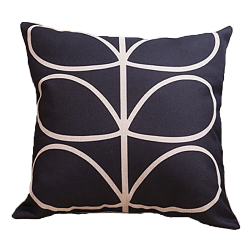 Linen Retro Vintage Print Cushion Cover Cotton Linen Pillow Case 18"X18