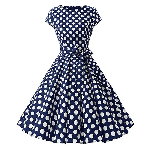 vintage navy polka dot dress
