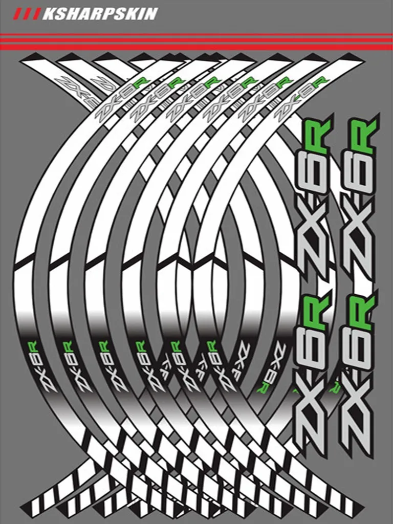 Мотоциклетные обода колеса наклейки колеса Светоотражающие наклейки полосы для Kawasaki ZX6R - Цвет: White
