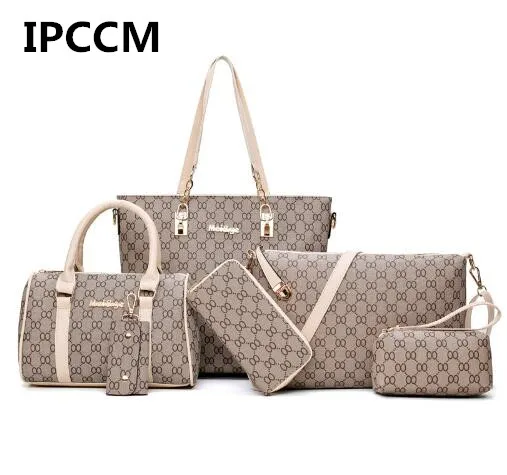 

2018 iece Set Designer BrandNew Women Shoulder Bags PU Leather Handbags Fashion Female Purse High Quality Six-Piece Set Designer