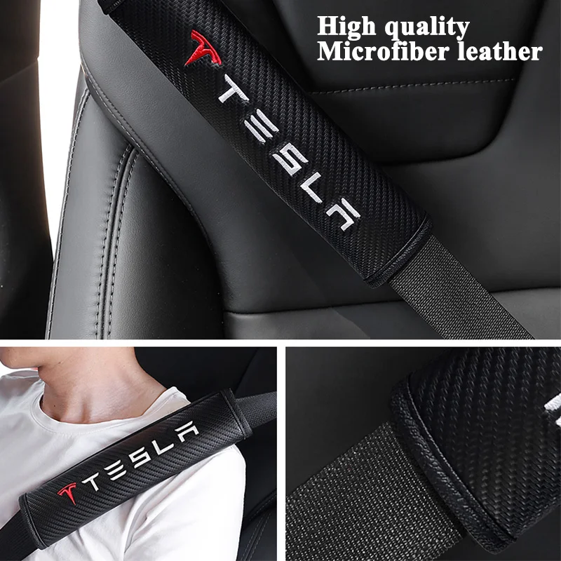 1 пара для укладки крышку ремня безопасности автомобиля плечо протектор ремень Pad углеродного волокна спортивная для Tesla модель S X модель 3