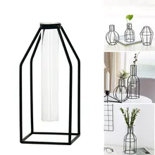 Подставка для цветов кованая железная ваза гидропонная ваза для домашнего декора Железный стеклянный 4 стиля Креативный цветочный горшок стеклянная пробирка