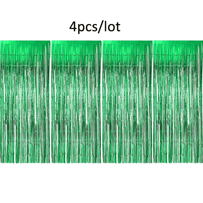 4 шт./лот зеленая полоса фольги металлические декорации шторы 3x8 футов мишура фото стенд реквизит девичник Свадебные украшения
