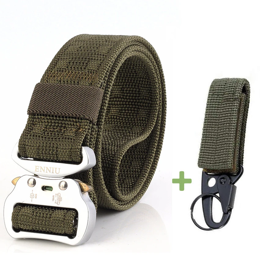Военный инвентарь армейский ремень мужской Тактический дизайнерский холщовый ремень для брюк ремни высшего качества авиационный алюминиевый ремень с пряжкой поясной ремень - Цвет: Green Belt Match