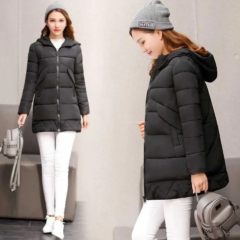 Winter Women Coat Warm Hooeded Cotton Long Coat Lady Jacket Hooded Thin