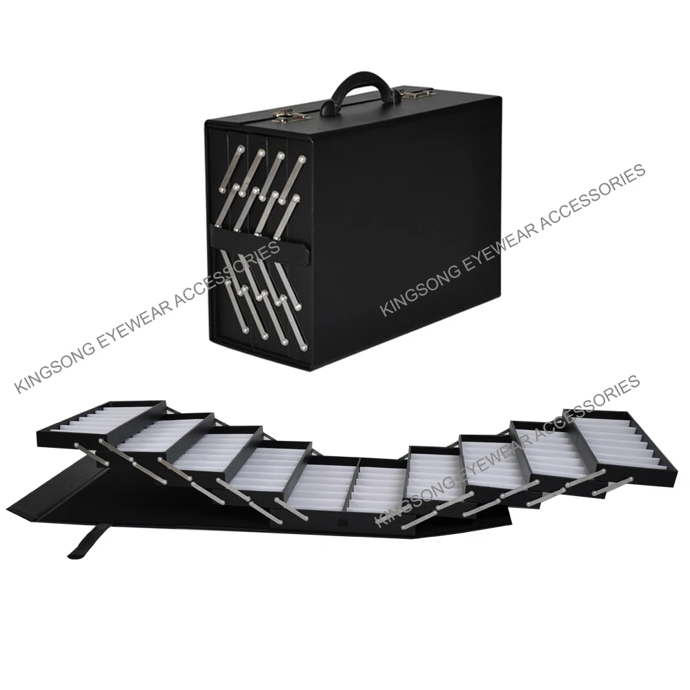 

coded lock Foldable Eyeglass Eyewear sunglasses accordion Suitcase Display extendable brief case Hold 80pcs of glasses