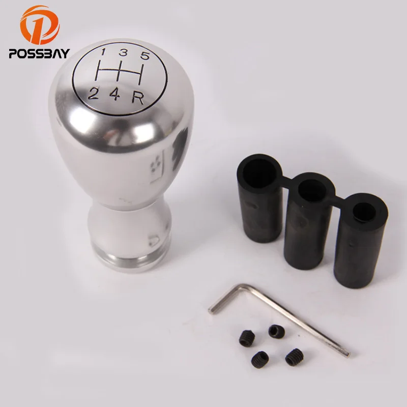 POSSBAY Silver Aluminum Gear knob Manual Transmission Aluminum Gear