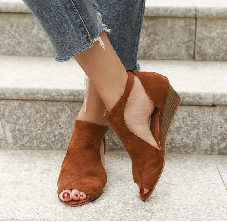 Women's Boots' Women Slip-On Fashion Ankle Summer Boots Women Plus Size High Heels Wedge Ankle Boots For Womens Winter Boot (12)