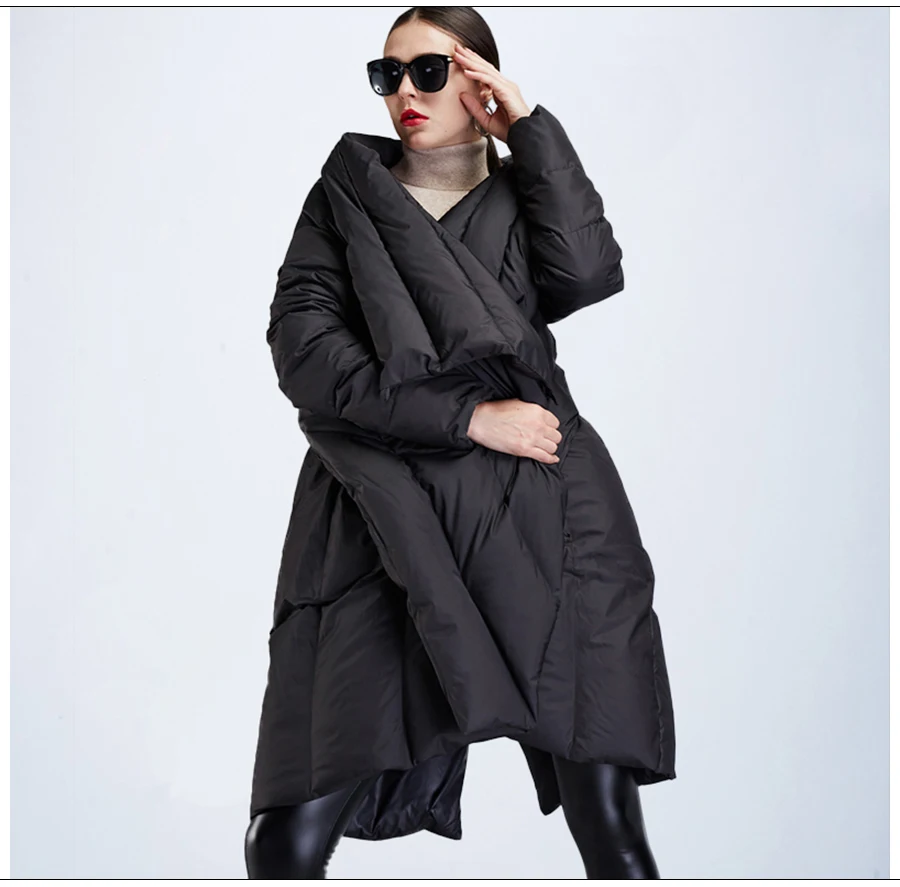 Зимняя женская куртка, новинка, длинная модная свободная парка, женское хлопковое пальто, теплая Женская куртка, высокое качество, верхняя одежда черного цвета