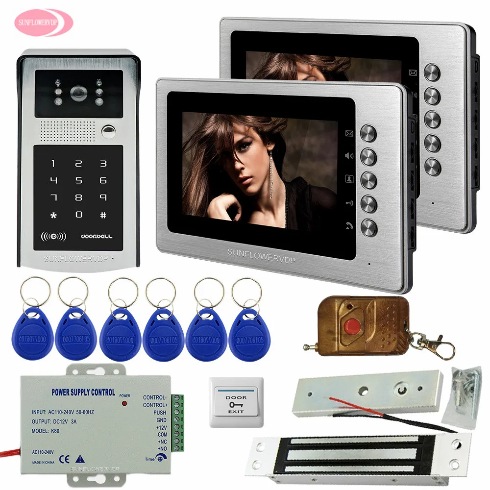 7inch TFT Monitor Intercoms for Private Houses Electric Magnetic Door Lock + Rfid /Code Unlock IP55 Waterproof Intercom System 7inch TFT Monitor Intercoms for Private Houses Electric Magnetic Door Lock + Rfid /Code Unlock IP55 Waterproof Intercom System