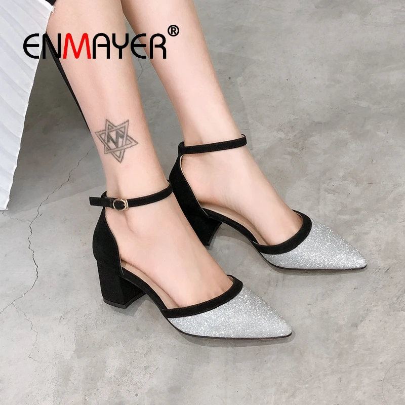 

ENMAYER 2019 New Arrival Spring/autumn Women Pumps Basic Pointed Toe Party Womens Shoes Heels Size 34-40 LY1925