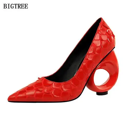 

BIGTREE wind Pumps Women's Shoes Summer& Autumn Heels 10 cm Shallow Pointed Banquet Snake Like Round and Hollow Sexy