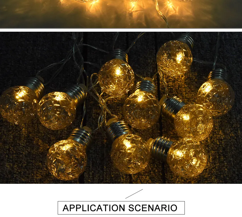 10 Globe Balls Solar LED String Lights Vintage Retro Style Christmas Fairy Lights Garden Holiday Wedding Decoration Party Lights (9)