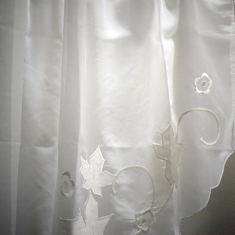 Small Coffee Curtain For Kitchen Embroidred Maple Half Window Valance