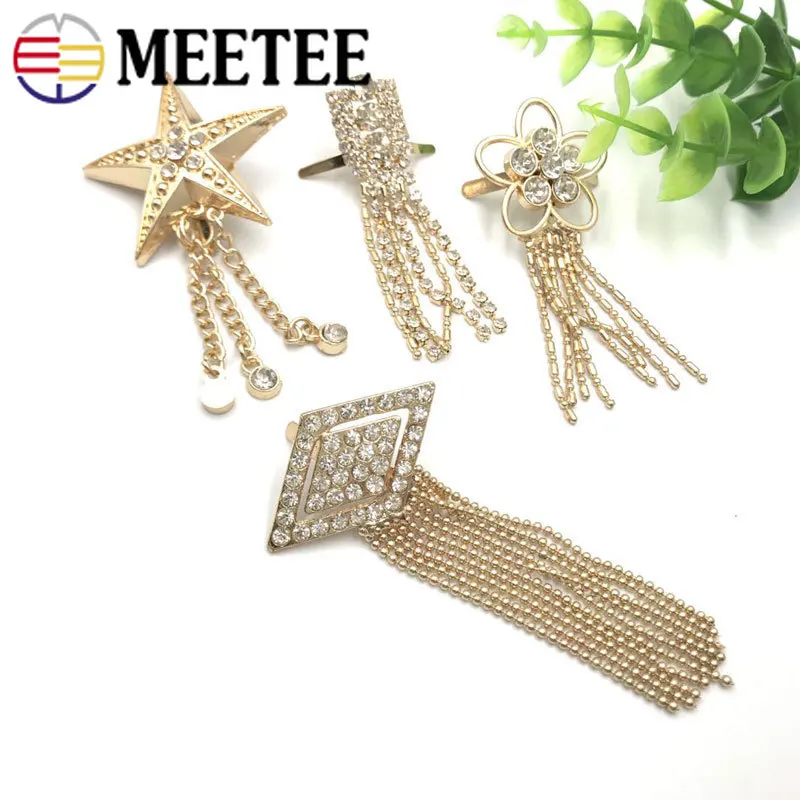 Meetee 1 пара (2 шт.) металлические кристаллы декоративные туфли пряжки стразы
