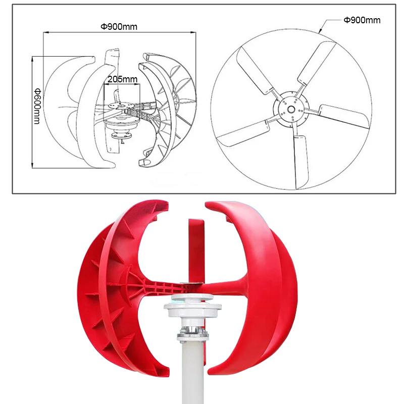 Макс 600 Вт ветрогенератор 12V 24V 5 Лезвия Фонари вертикальной оси с контроллер ветрогенератора для дома Гибридный фонарь Применение