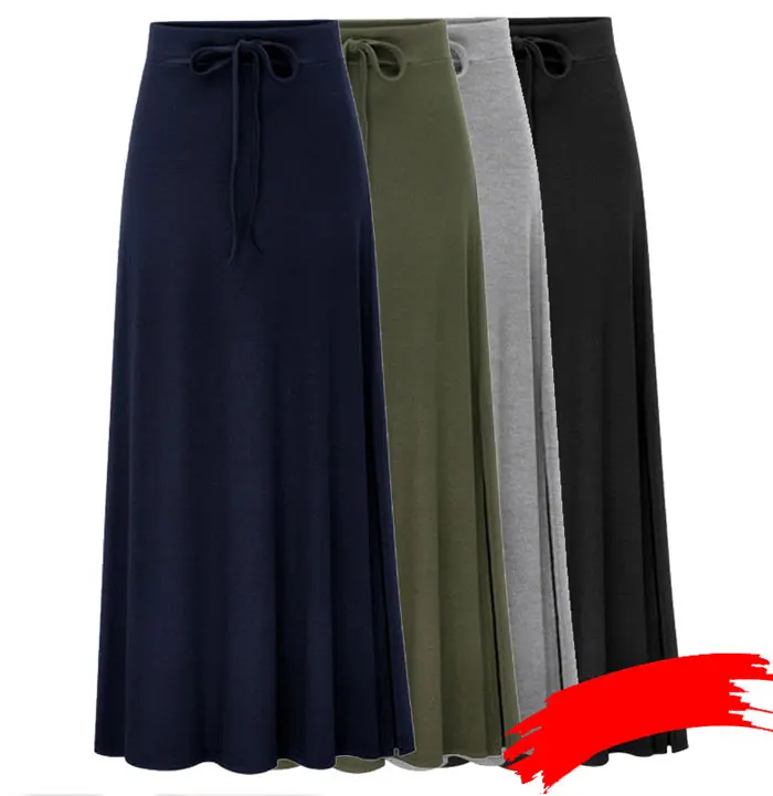 Большие размеры вязаные юбки 3Xl 4Xl 5Xl весна осень армейский зеленый кружева с резинкой в талии сексуальный бедра тонкий большой размер Длинные повседневные юбки