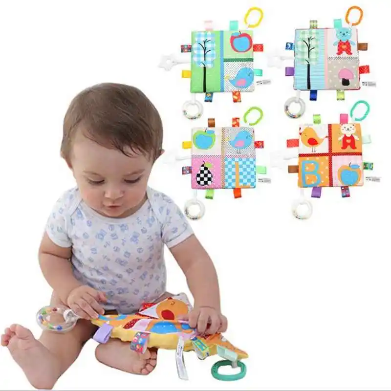 New Baby Soothing Towel Teething Doll Teether Blanket with Rattle and