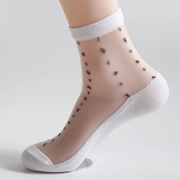 

5 P Pack Summer Men Ice Silk Polka Dot Tube Long Dress Socks Teen Ultra-thin Cool Sox Male Business Casual Black/Navy Meias