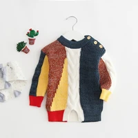 Вязаный свитер для малышей; модная Корейская одежда для новорожденных; пуловеры контрастных цветов для маленьких мальчиков и девочек; свитера; зимняя одежда для младенцев - Цвет: as photo