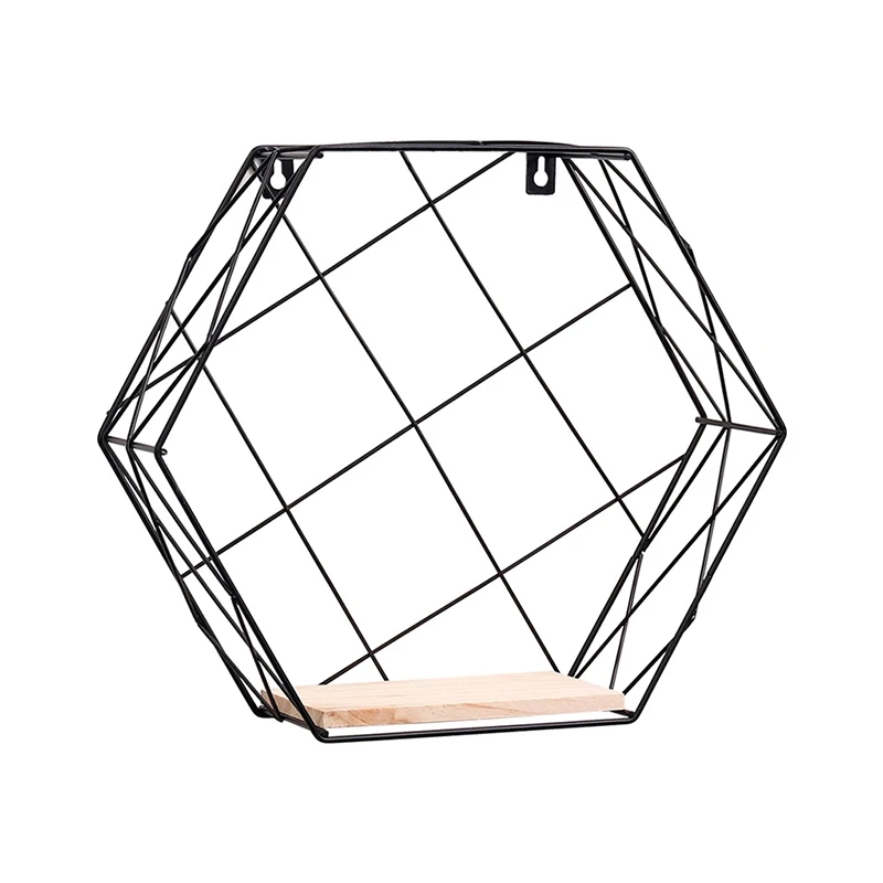 

Hot Decorative Wall Shelves Hexagon Shelf Storage Holders Organization Wall Hanging Storage Racks Shelves on the Wall Home Decor
