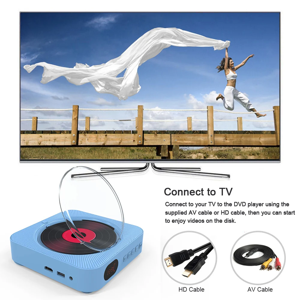 AV порт dvd-плеер портативный настенный Bluetooth HiFi CD музыкальный плеер с пультом дистанционного управления fm-радио Бумбокс настольная подставка