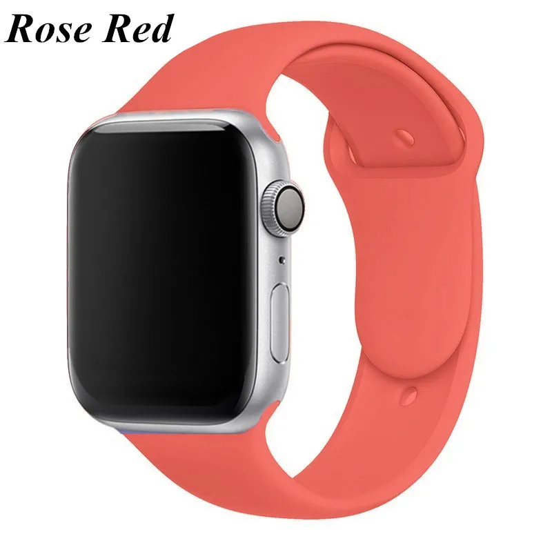 Rose Red Ремешок для Apple Watch Series 4 3 2 38 мм 42 мм мягкий силиконовый дышащий сменный ремешок для спортивных часов для iwatch 40 мм 44 мм - Цвет ремешка: Rose Red