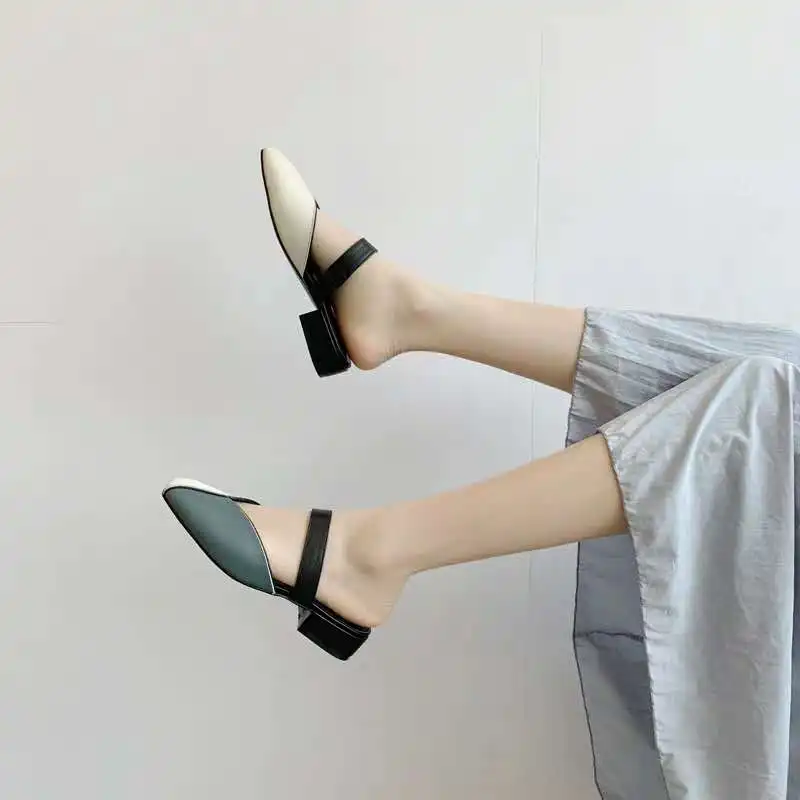 2019 New Fashion Women Slippers Soft Cow Leather Summer Square Toe Mixed Colors Low Heels Ladies Sandals Female Drees Shoes 2019 New Fashion Women Slippers Soft Cow Leather Summer Square Toe Mixed Colors Low Heels Ladies Sandals Female Drees Shoes
