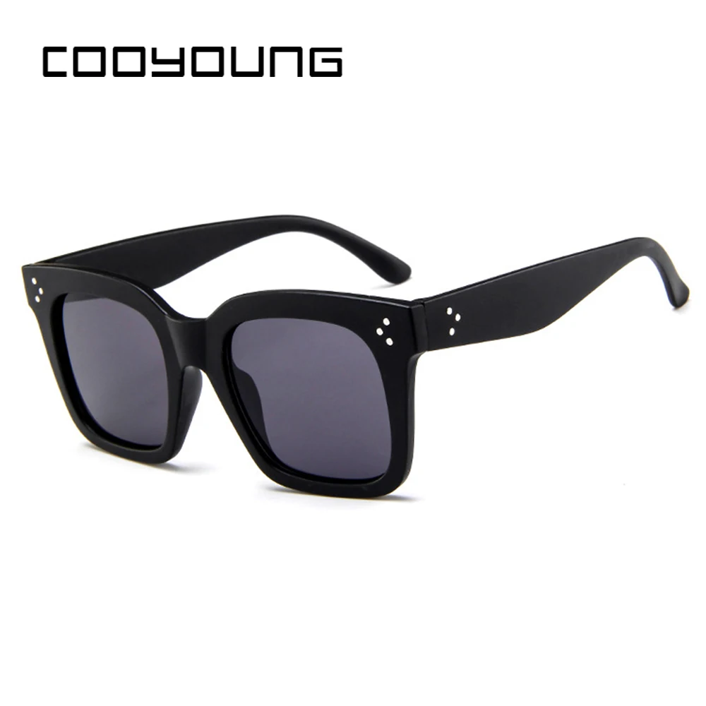 COOYOUNG модные квадратные солнцезащитные очки женские дизайнерские роскошные мужские/женские солнцезащитные очки винтажные UV400 уличные Oculos De Sol - Цвет линз: C1MatteBlack