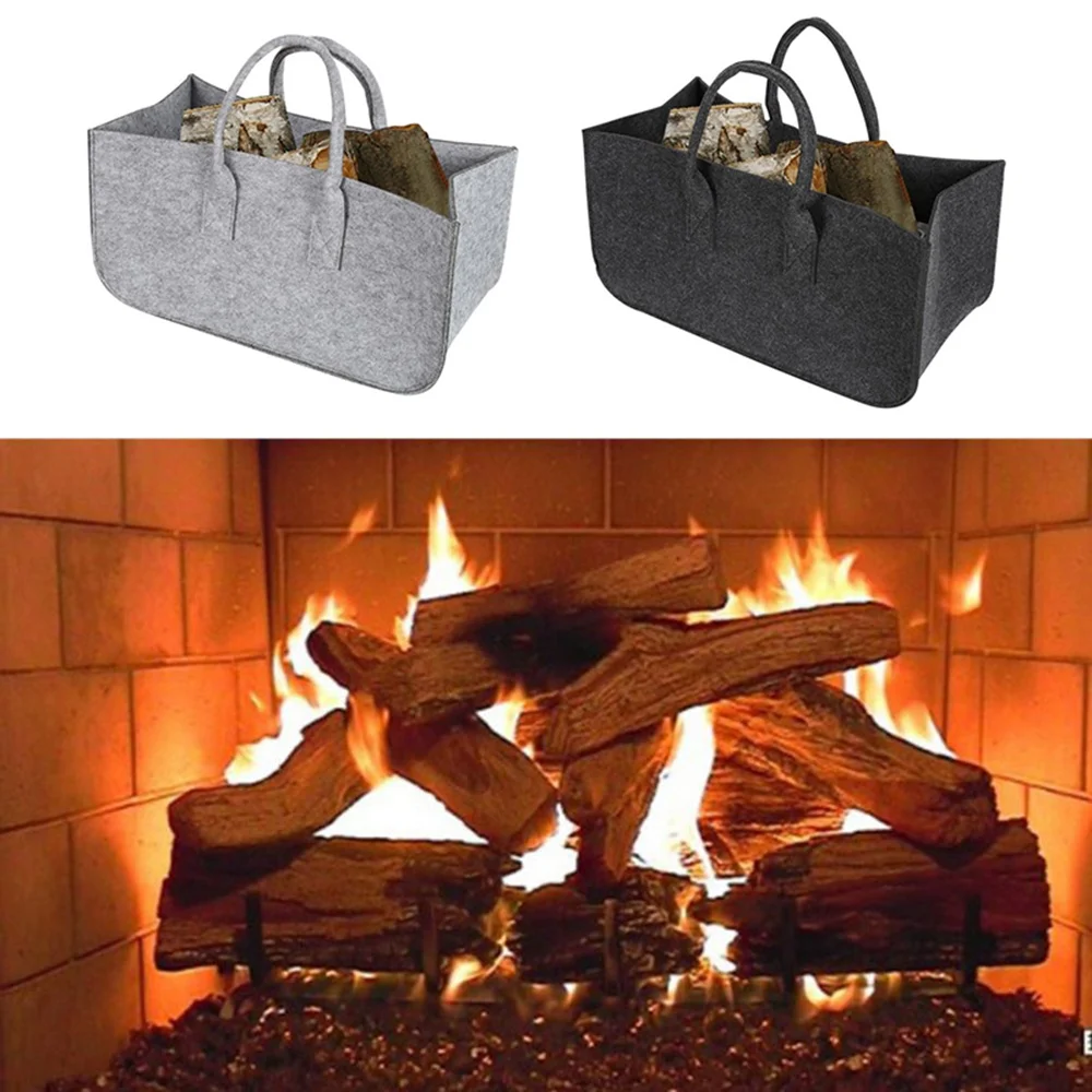 

Felt bag black Fireplace wooden bag Felt basket Fire wood pocket Firewood basket Basket Felt Newspaper stalls make up basket
