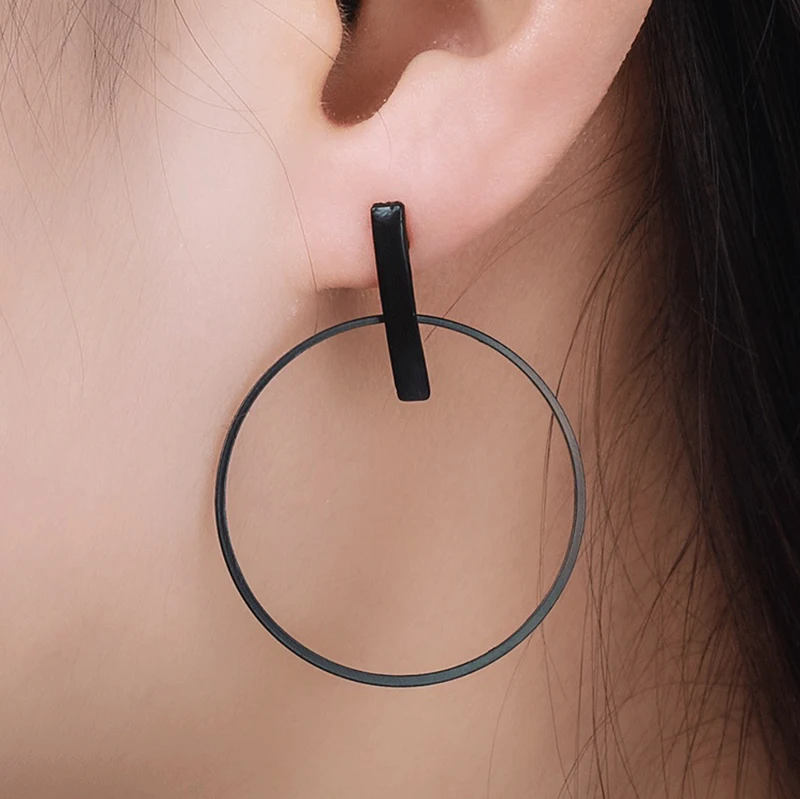 

New Simple Style Alloy Dangle Earring Round Circle Geometric Pendants Drop Earrings For Women Party Jewelry Accessoies