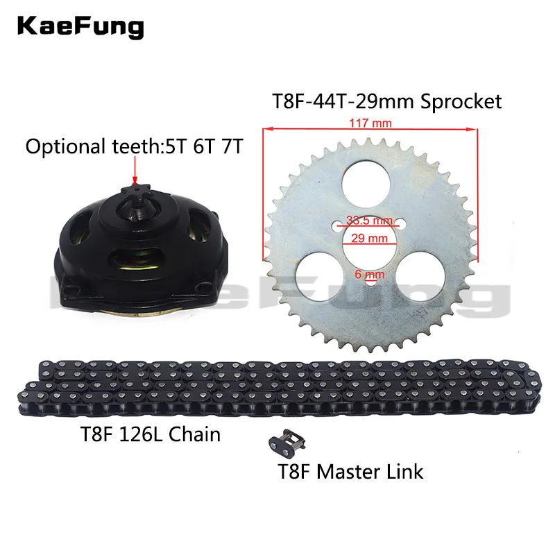 29inner Dia 44T SET T8F сцепления барабанный механизм коробка+ Звездочка+ T8F золотая цепочка 126 ссылки для 2 ход Minimoto карманный велосипед ATV Quad - Цвет: 29inner Dia 44T SET