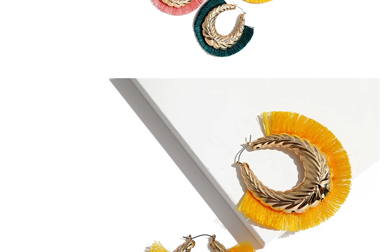 Round Hoop Earrings Women Engagement Wedding Fashion Tassel Earrings Pink Bijoux Fringe Hanging Earings Fashion Jewelry     (2)