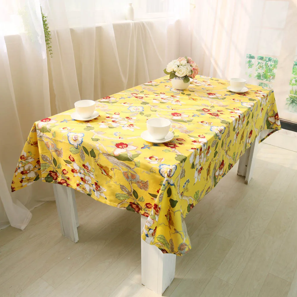 Hot Sale 4 Design Pastoral Floral Home Kitchen Table Cloth Wedding Party Table Cover Multi Size Hotel Coffee Tablecloth Cotton