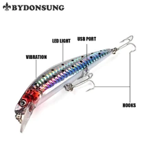 BYDONSUNG 18G 12 5CM USB Rechargeable Flashing LED light Twitching Fishing Lures Bait Electric Life like