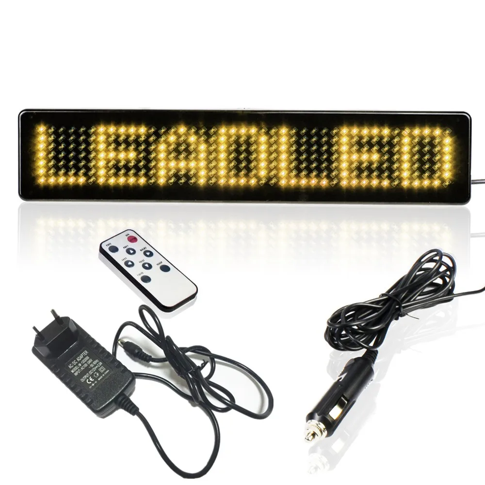 

12v 220v Yellow Store promotional Advertising Programmable Scrolling display Board English Remote Storefront Open Car LED Signs