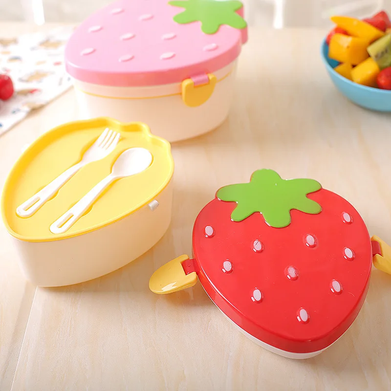 

Plastic Lunch Box For Kids Student Bento Box Cute Strawberry Food Container For Storage Snack Dinnerware Food Container Lunchbox