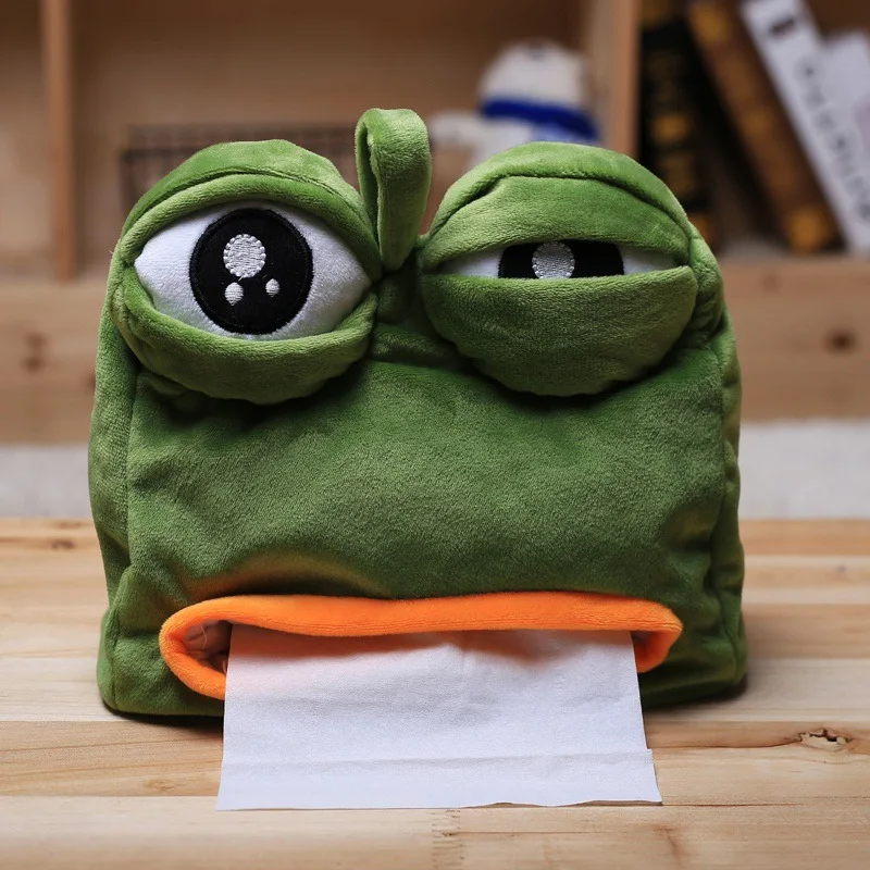 

New Sad Frog Feels Bad Man Tissue Box Cover Paper Dispenser Tissues Case Home Decoration Funny Gift 20*21cm