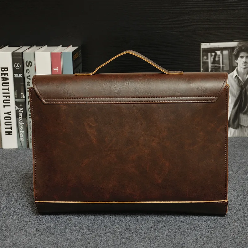  Designer Men briefcase Crazy horse Leather Shoulder Bags Vintage Crossbody Bags Business office Han