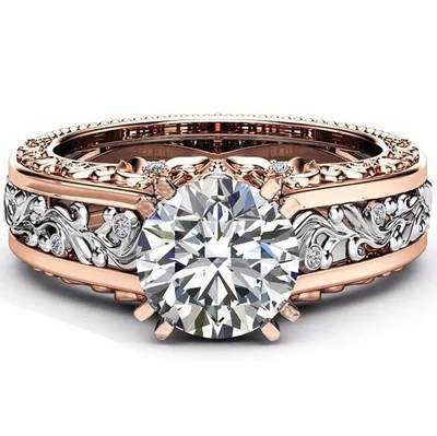 

High Quality Elegant Full Crystal Mosaic Rose Gold Fashion Exquisite Ring For Women Lovers Engagement Gift Polish Party Jewelry